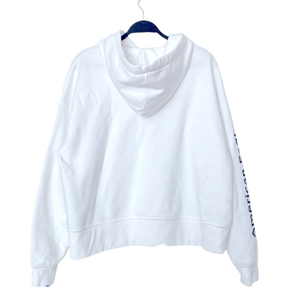 American Eagle Oversized White Hoodie Drawstring Sweatshirt Size Small - Picture 7 of 11